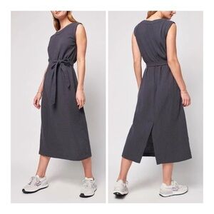Faherty Women's Medium Gray Dream Costa Sleeveless Organic Cotton Gauze Dress‎